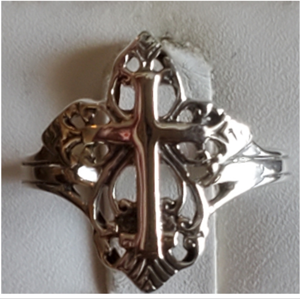Solid Sterling Silvercross Ring Size 7